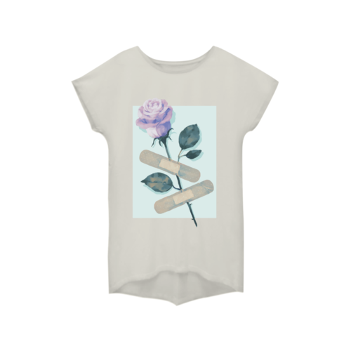 薔薇と絆創膏イラストのオリジナルTシャツデザイン