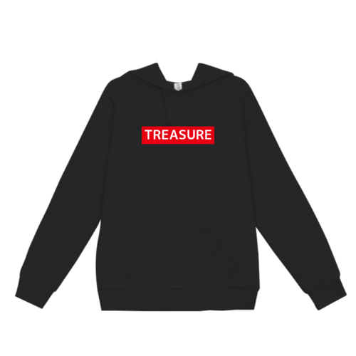 「TREASURE」ボックスロゴデザインのオリジナルパーカー