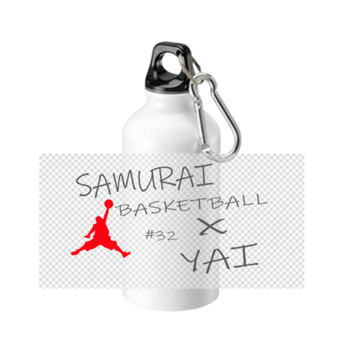 バスケ選手と手書き文字のオリジナルマグカップ・ボトルデザイン