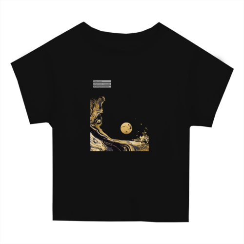 月と波が闇夜に映える和風のオリジナルTシャツデザイン