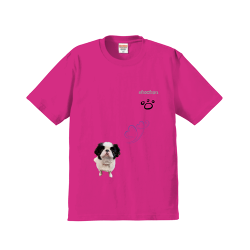 愛犬の写真とイラストを組み合わせたデザインのオリジナルTシャツ