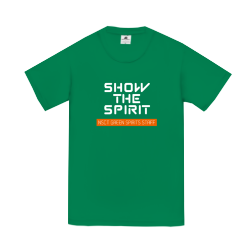 「SHOW THE SPIRIT」文字デザインのオリジナルスタッフTシャツ