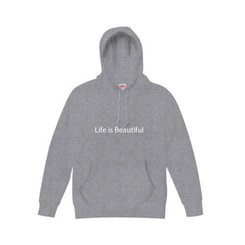 「Life is Beautiful」デザインのオリジナルパーカー