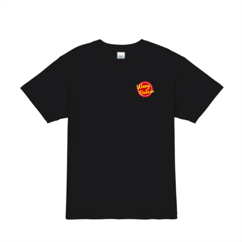 赤いロゴのオリジナルTシャツデザイン