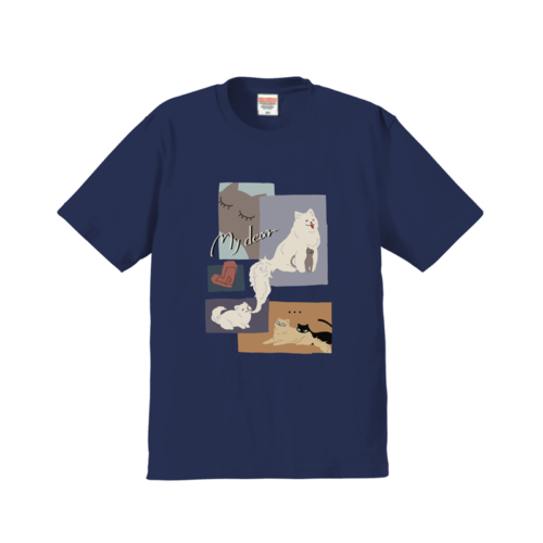 猫と犬が居る暮らし♪アニマルイラストのオリジナルTシャツデザイン