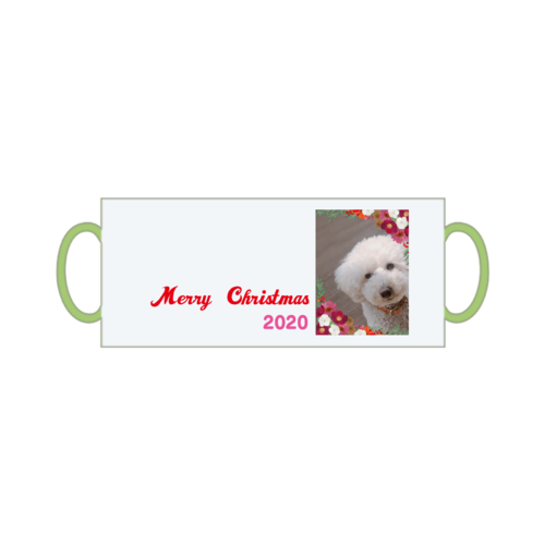 愛犬の写真とクリスマスデザインのオリジナルマグカップ