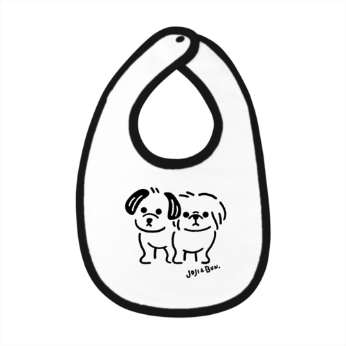 2匹の愛犬のイラストをプリントしたオリジナルベイビービブ