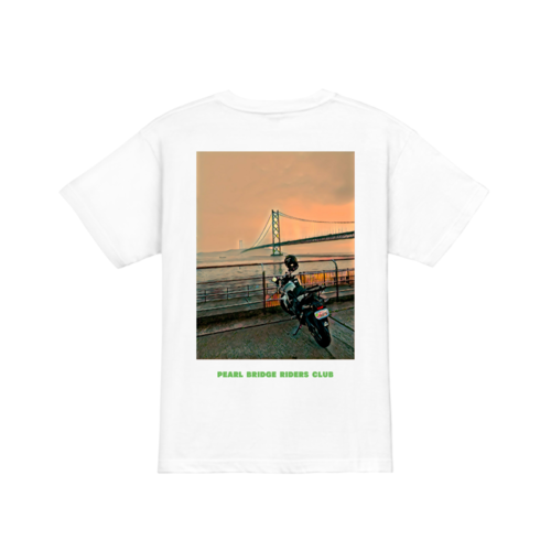 バイクと橋のイラストのオリジナルTシャツデザイン