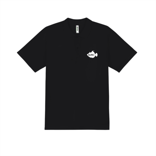 「S.F.C」魚のシルエットと文字デザインのオリジナルポロシャツ