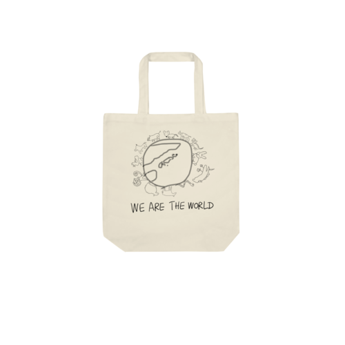 「WE ARE THE WORLD」と干支のイラストデザインのオリジナルトートバッグ