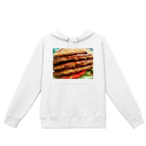 ハンバーガーの写真をプリントしたオリジナルパーカー