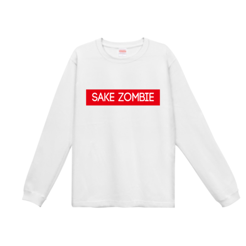 「SAKE ZOMBIE」ボックスロゴデザインのオリジナルTシャツ